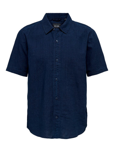 Beck Denim Shirt - Dark Blue Denim - Only & Sons - Blue