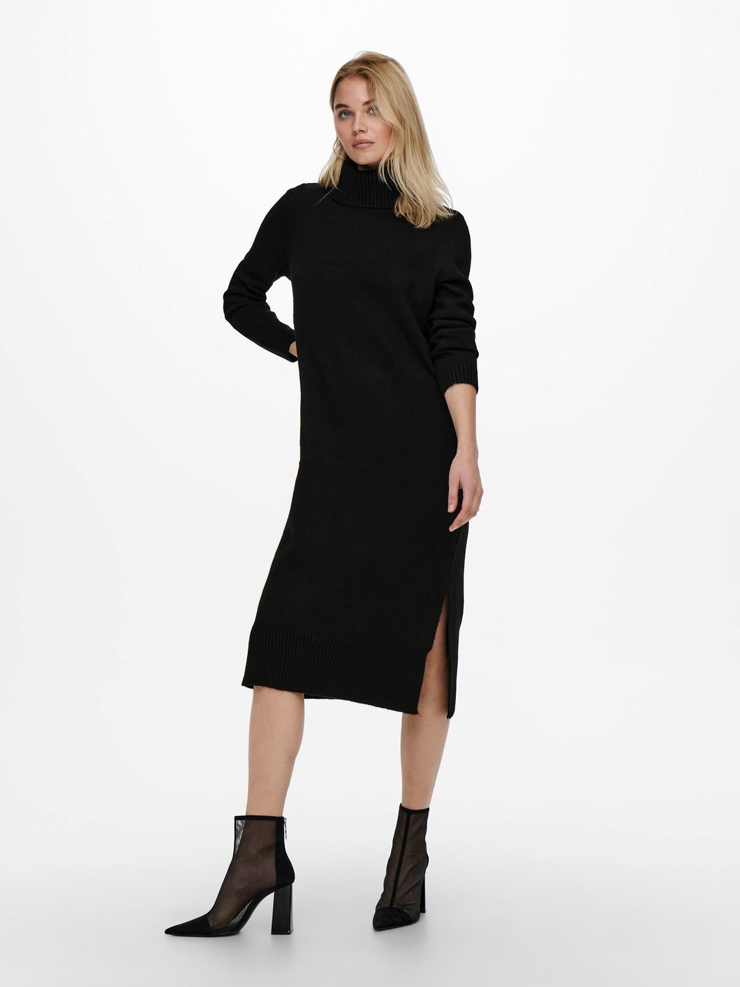 Brandie Roll Neck Dress - Black - ONLY - Black