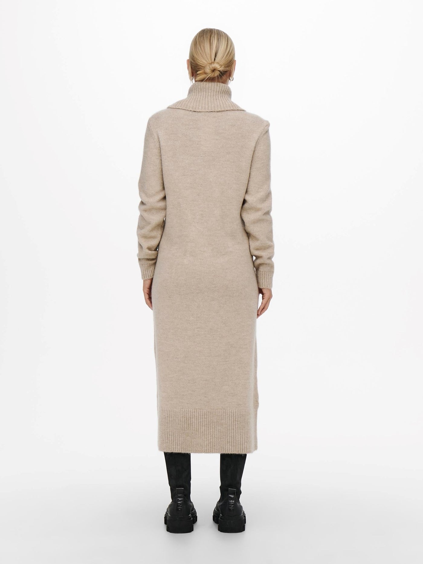 Brandie Roll Neck Dress - Pumice Stone - ONLY - Khaki 4