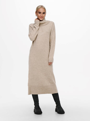 Brandie Roll Neck Dress - Pumice Stone - ONLY - Khaki