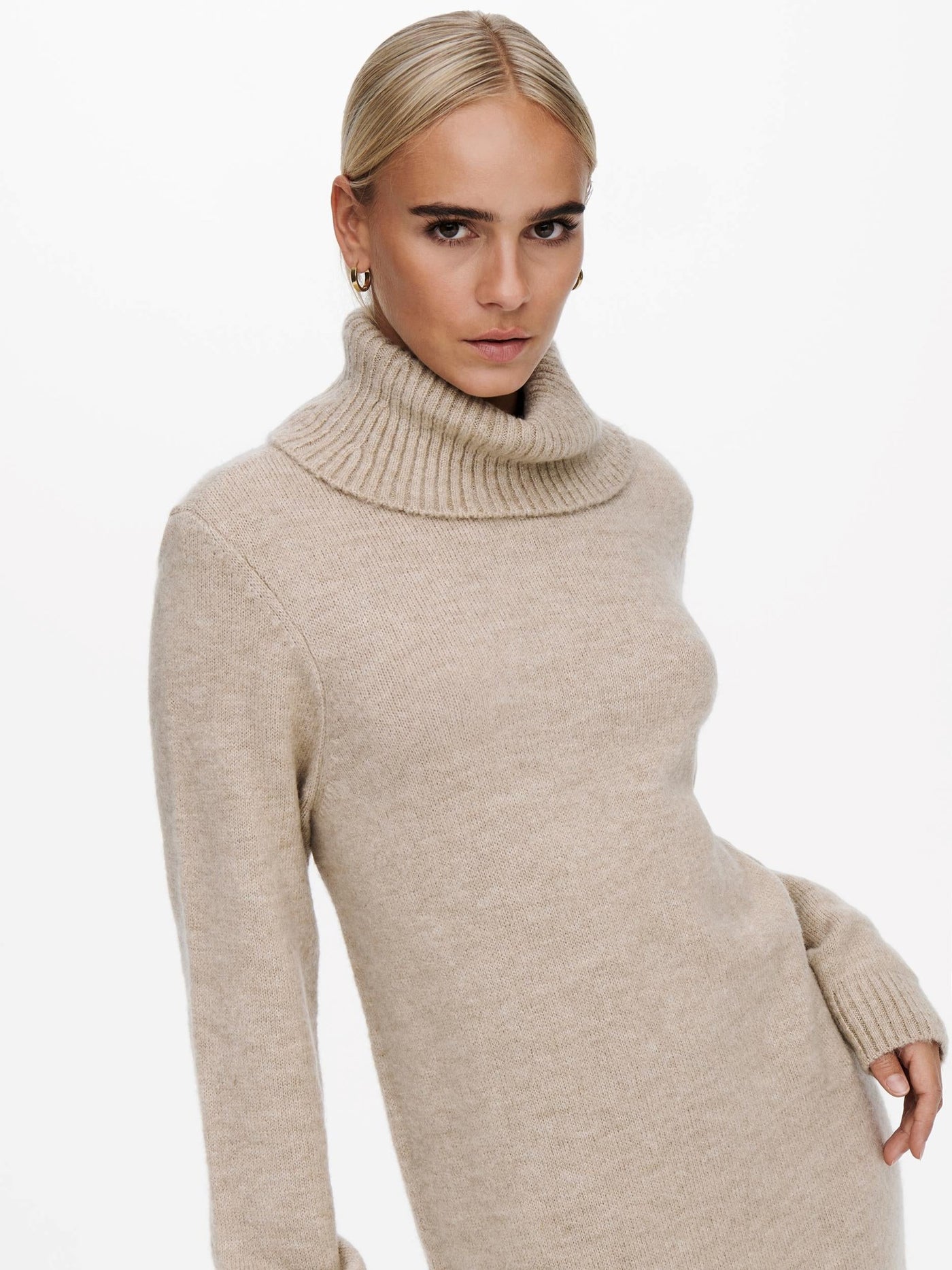 Brandie Roll Neck Dress - Pumice Stone - ONLY - Khaki 5