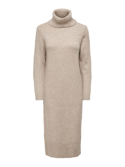 Brandie Roll Neck Dress - Pumice Stone - ONLY - Khaki 6