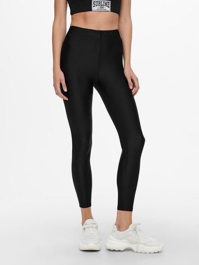 Lina Shiny Leggings - Black - ONLY - Black