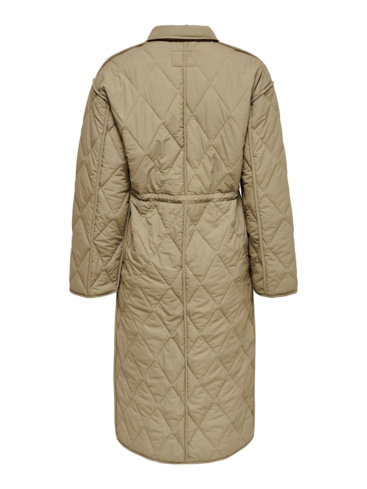 Naya Quilted Long Coat - Petrified Oak - ONLY - Khaki 2