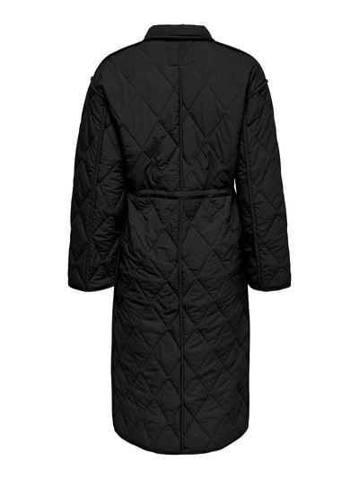 Naya Quilted Long Coat - Black - ONLY - Black 2