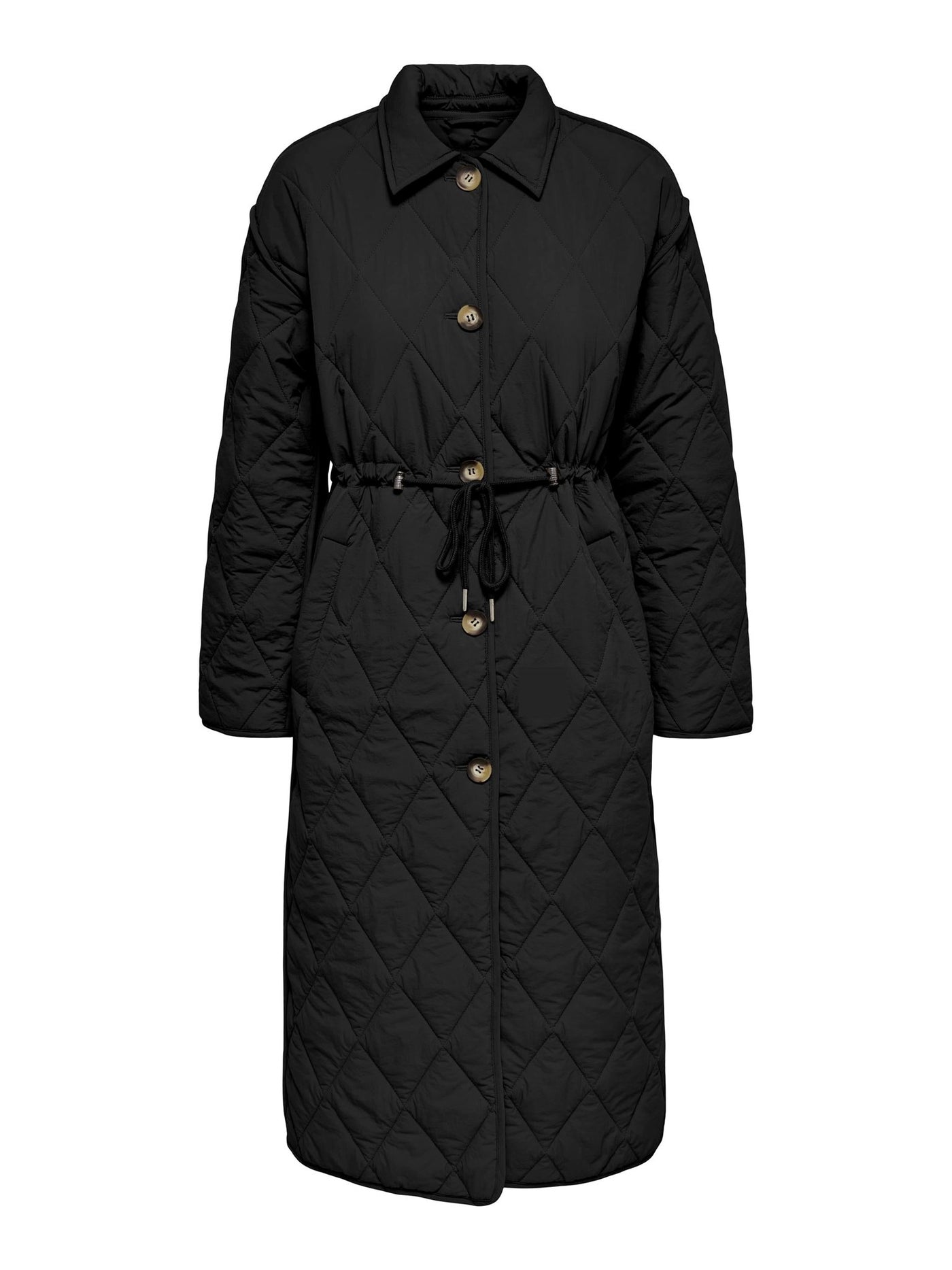 Naya Quilted Long Coat - Black - ONLY - Black