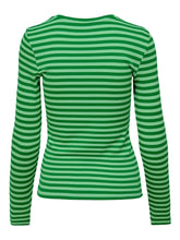 Charger l&#39;image dans la galerie, Line Long Sleeved Striped T-shirt - Summer Green - ONLY - Green 2
