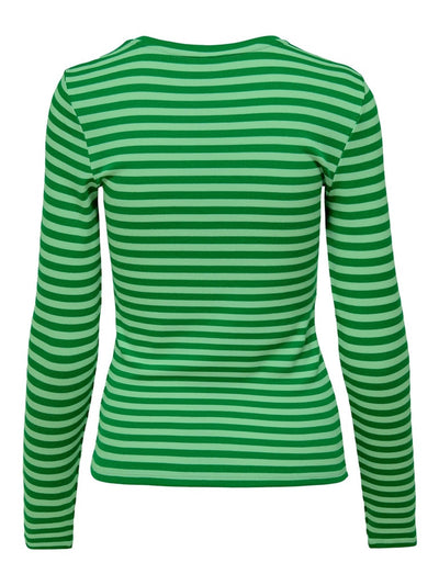 Line Long Sleeved Striped T-shirt - Summer Green - ONLY - Green 2