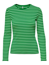 Charger l&#39;image dans la galerie, Line Long Sleeved Striped T-shirt - Summer Green - ONLY - Green
