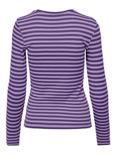 Afbeelding in Gallery-weergave laden, Line Long Sleeved Striped T-shirt - Acai - ONLY - Purple 2
