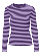 Afbeelding in Gallery-weergave laden, Line Long Sleeved Striped T-shirt - Acai - ONLY - Purple
