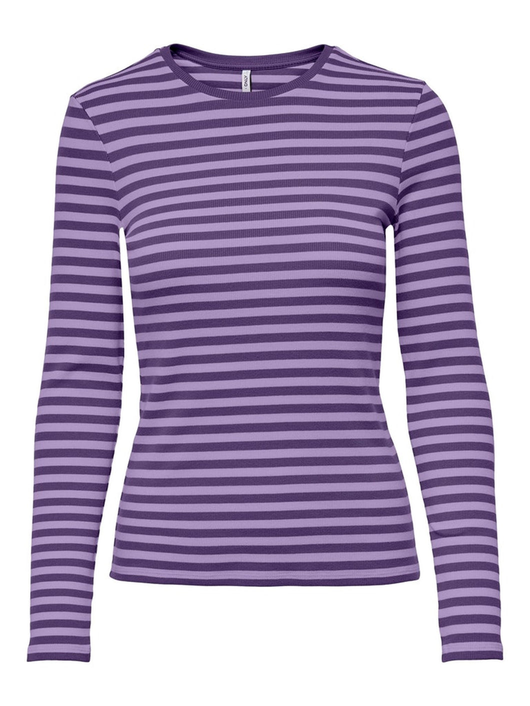 Line Long Sleeved Striped T-shirt - Acai - ONLY - Purple