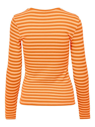 Line Long Sleeved Striped T-shirt - Amber Yellow - ONLY - Orange 2