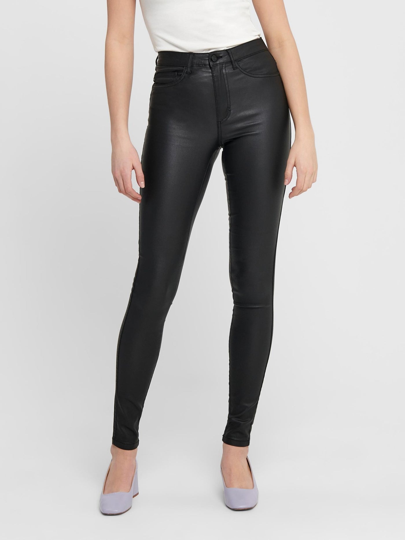 Royal Rock Coated Pants - Black - ONLY - Black