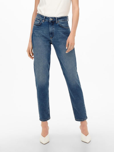 Veneda Mom Jeans - Dark Blue Denim - ONLY - Blue