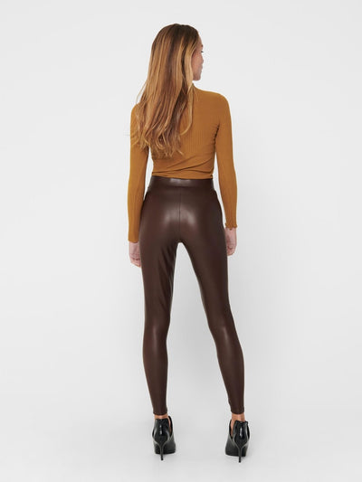 Cool Coated Leggings - Black - ONLY - Brown 4