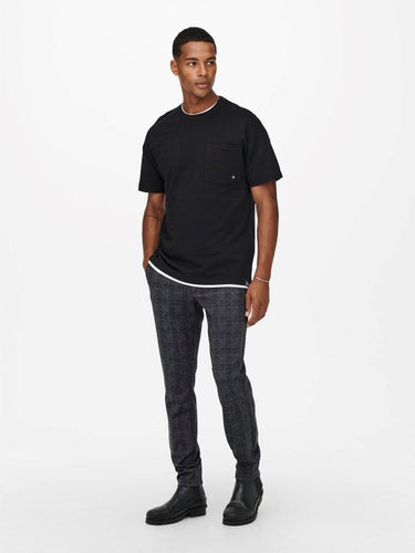 Mark Check Pants - Black - Only & Sons - Black
