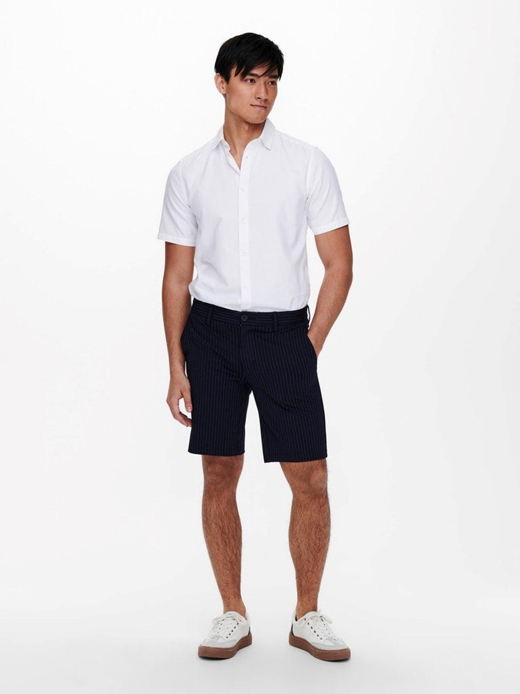 Mark shorts stripe - Dark Blue - Only & Sons - White