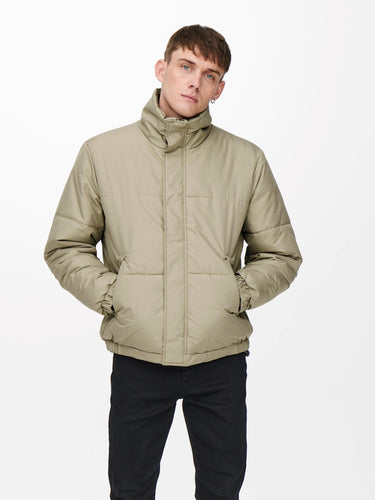 Orion Quilted Jacket - Chinchilla - Only & Sons - Khaki