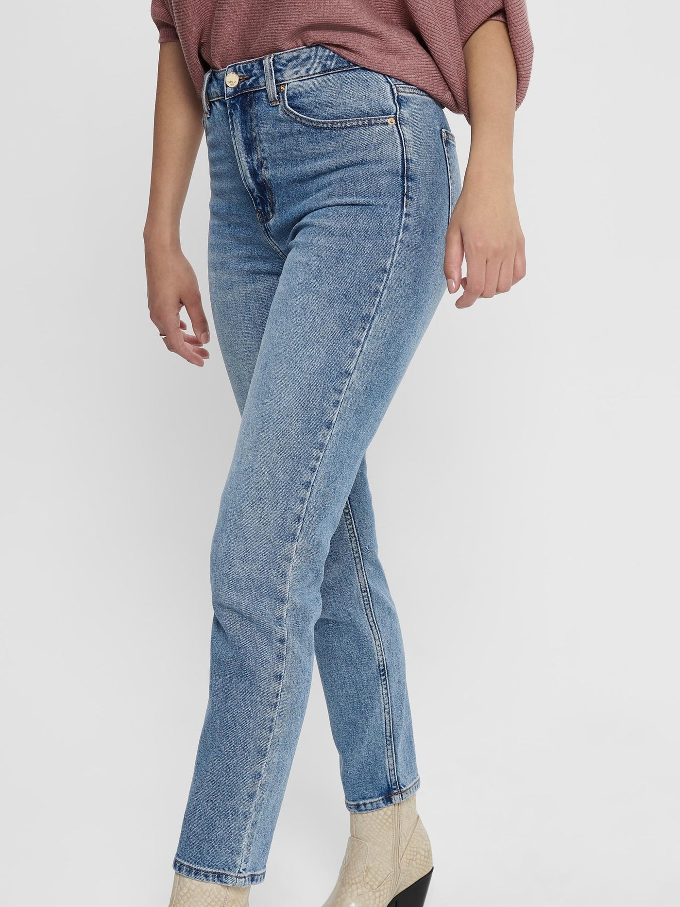 Emily High Waist Jeans - Medium Blue - ONLY - Blue 4