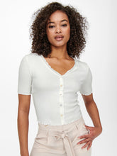 Charger l&#39;image dans la galerie, Laila Button Top - Cloud Dancer - ONLY - White
