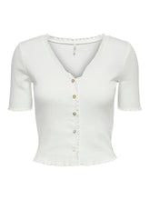 Charger l&#39;image dans la galerie, Laila Button Top - Cloud Dancer - ONLY - White 3
