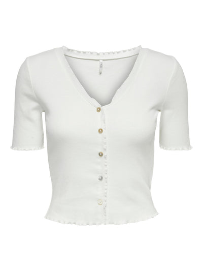 Laila Button Top - Cloud Dancer - ONLY - White 3