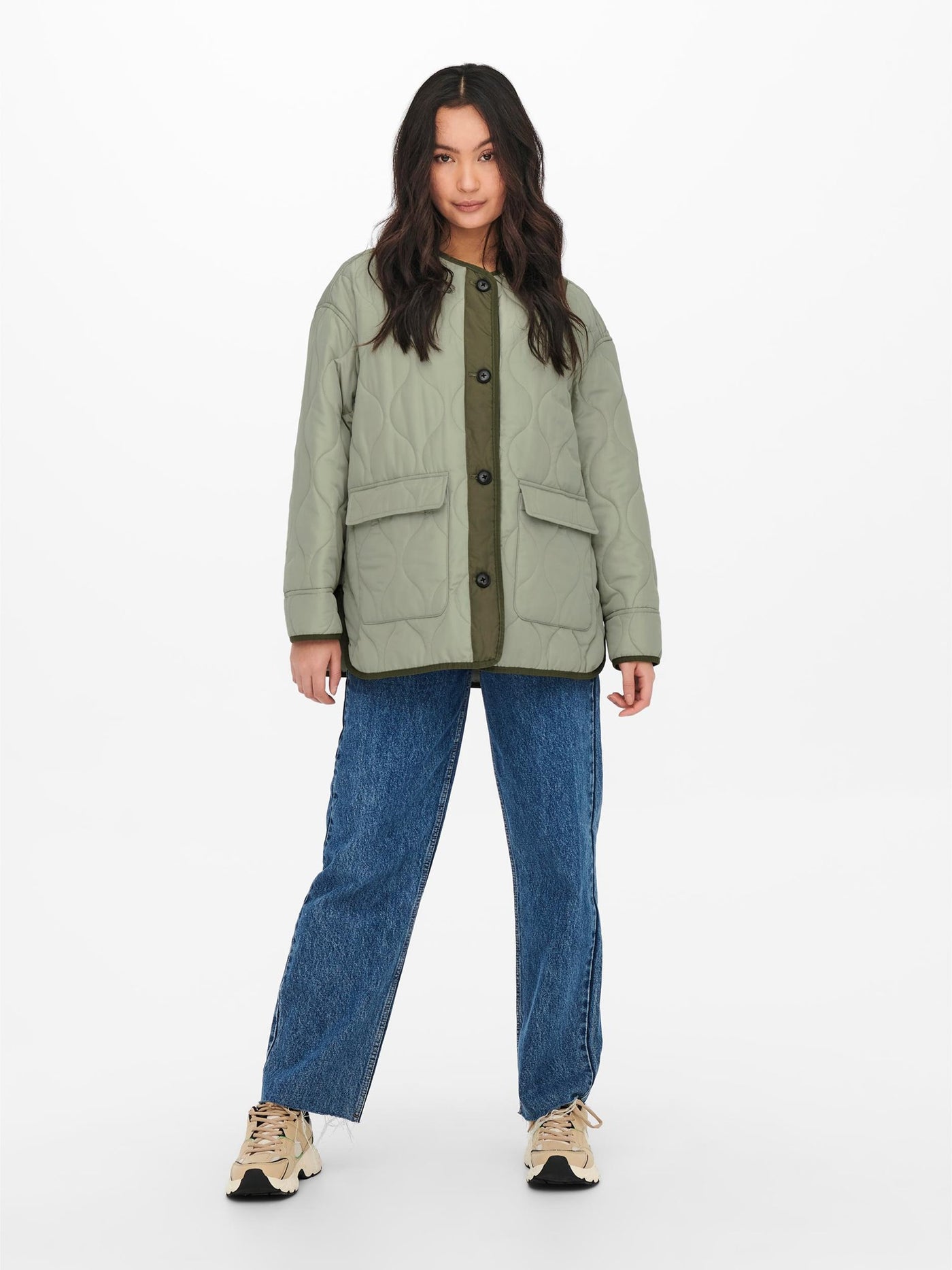 Charlee Oversize Quilt Jacket - Green - ONLY - Green 3