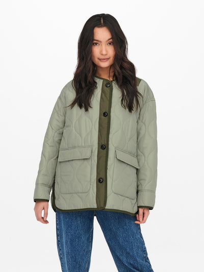 Charlee Oversize Quilt Jacket - Green - ONLY - Green 5