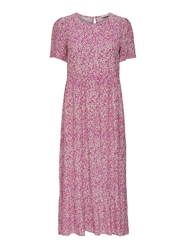 Malle Midi Dress - Flowered Pink - ONLY - Pink