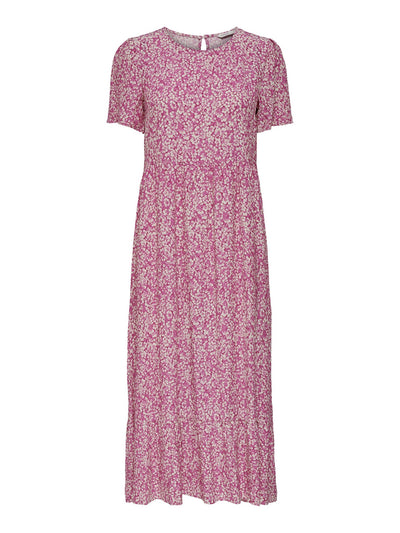 Malle Midi Dress - Flowered Pink - ONLY - Pink