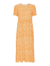 Load image into Gallery viewer, Malle Midi Dress - Flowered Orange - ONLY - Orange
