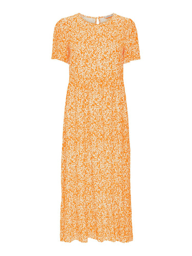 Malle Midi Dress - Flowered Orange - ONLY - Orange