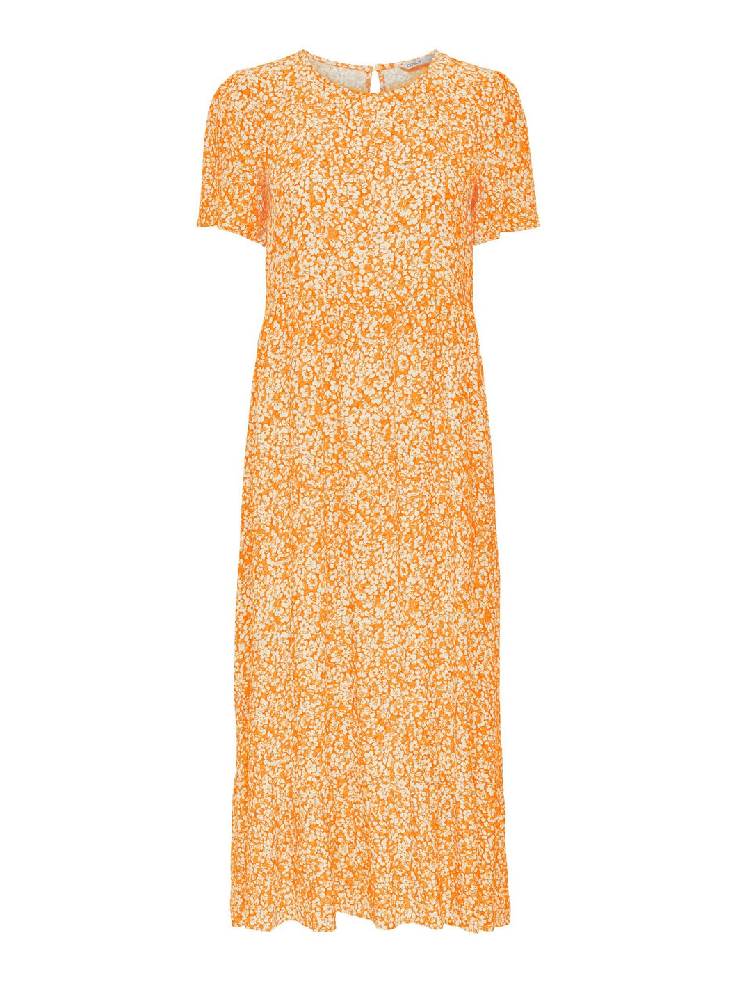 Malle Midi Dress - Flowered Orange - ONLY - Orange