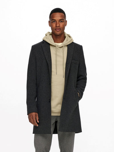 Jaylon Wool Jacket - Dark Gray Melange - Only & Sons - Grey