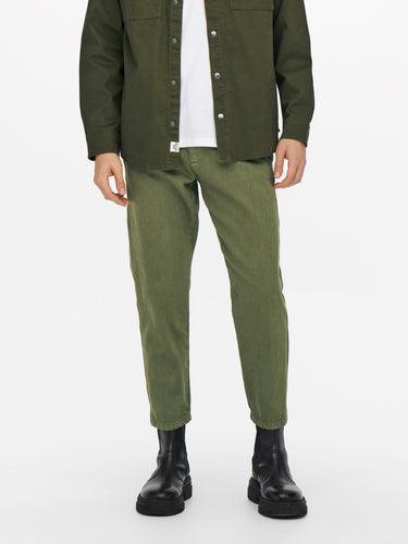 Avi Beam Chino Twill Pants - Olive Night - Only & Sons - Green