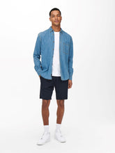 Charger l&#39;image dans la galerie, Linus Linen Shorts - Dark Navy - Only &amp; Sons - Blue 3
