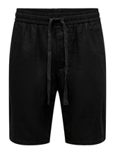 Carregar imagem no visualizador da galeria, Linus Linen Shorts - Black - Only &amp; Sons - Black 6
