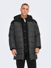 Load image into Gallery viewer, Melvin Puffer Jacket - Grey Pinstripe - Only &amp; Sons - Black
