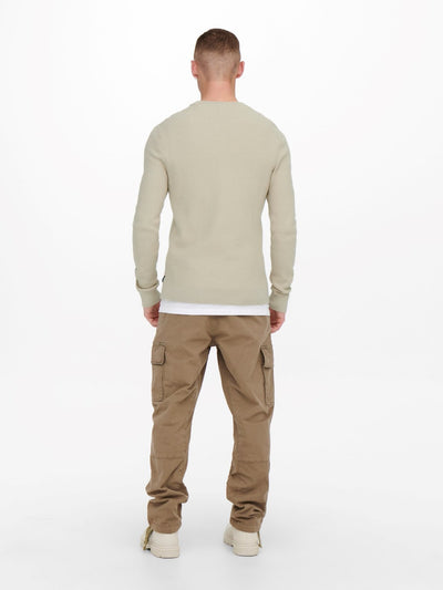 Phil Knit Pullover - Silver Lining - Only & Sons - Khaki 4