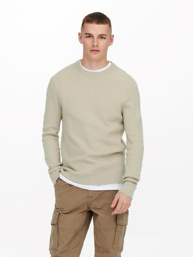 Phil Knit Pullover - Silver Lining - Only & Sons - Khaki