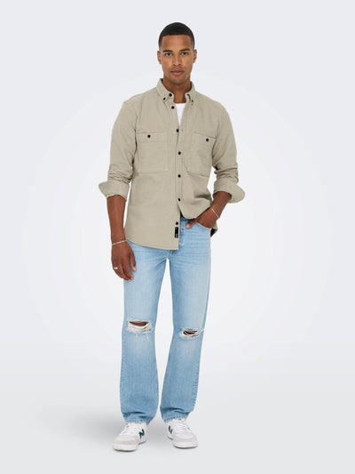 Terry Shirt - Silver Lining - Only & Sons - Khaki 4