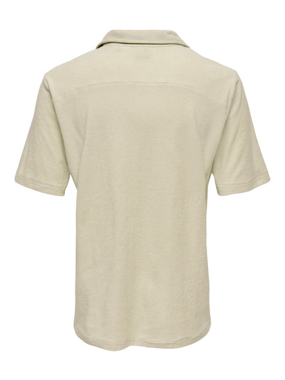 Jerry Regular Terry Towelling Shirt - Pelican - Only & Sons - Khaki 2