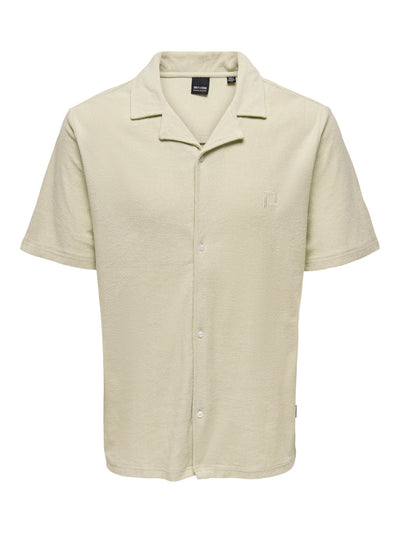 Jerry Regular Terry Towelling Shirt - Pelican - Only & Sons - Khaki