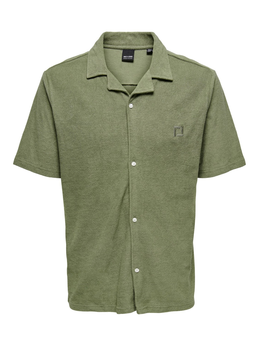 Jerry Regular Terry Towelling Shirt - Deep Lichen Green - Only & Sons - Green