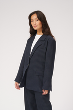 Load image into Gallery viewer, Oversized Blazer - Navy Pinstripe - TeeShoppen - Blue 3
