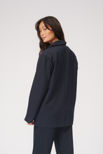 Load image into Gallery viewer, Oversized Blazer - Navy Pinstripe - TeeShoppen - Blue 2
