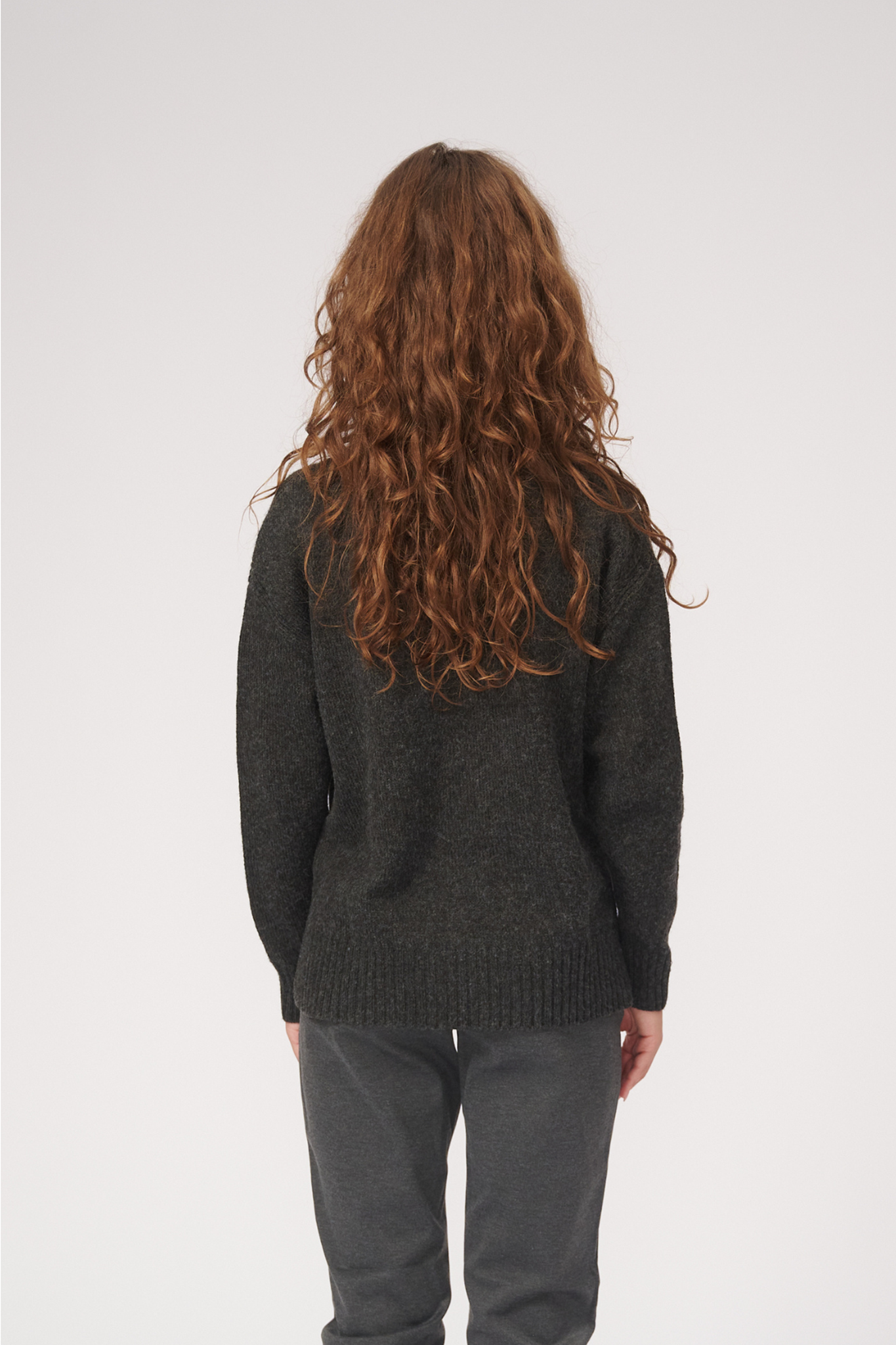 Oversized Knitted Polo-Neck Jumper - Dark Grey Melange - TeeShoppen - Grey 2