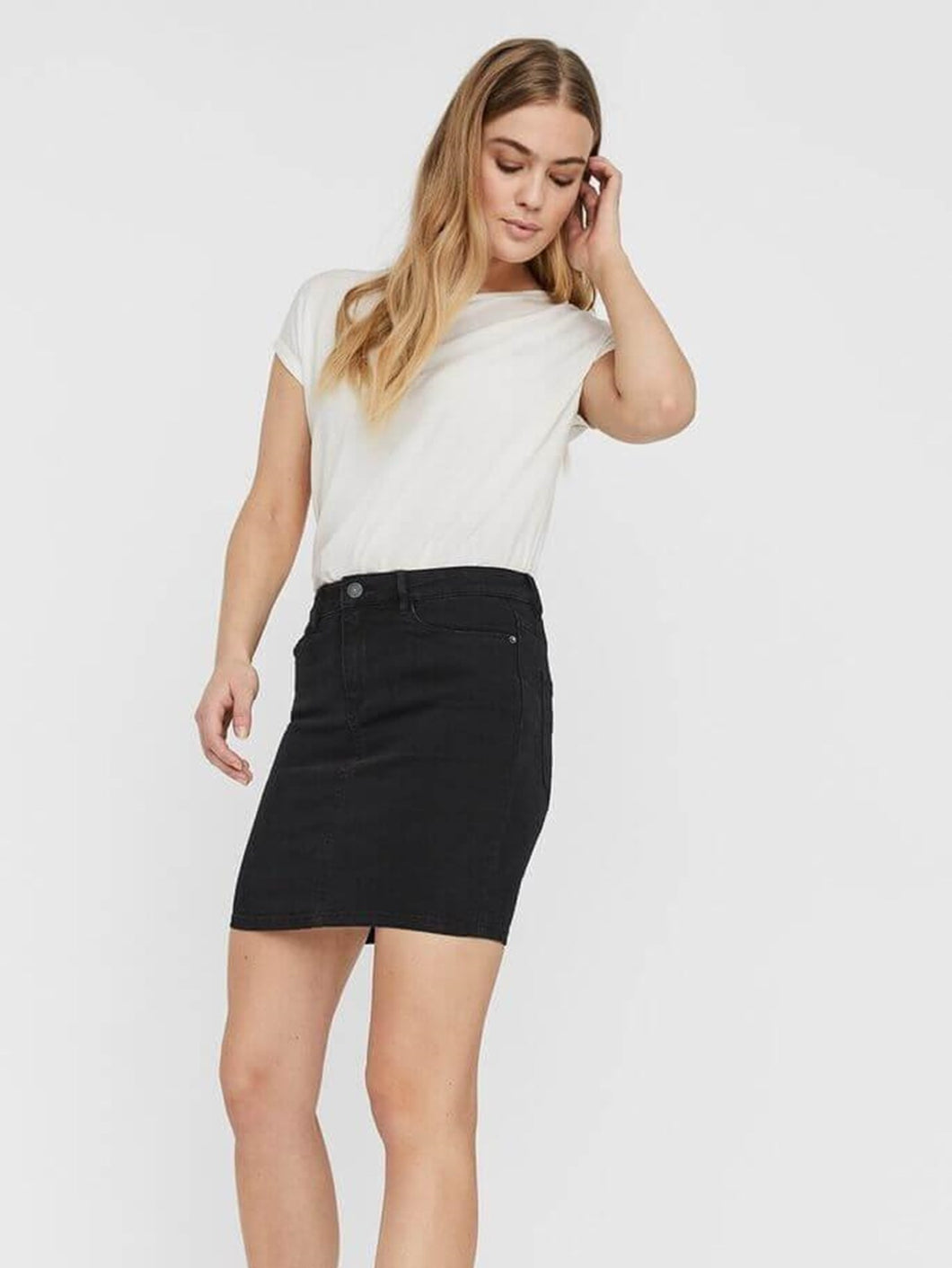 Hot Seven Skirt - Black Denim - Vero Moda - Black