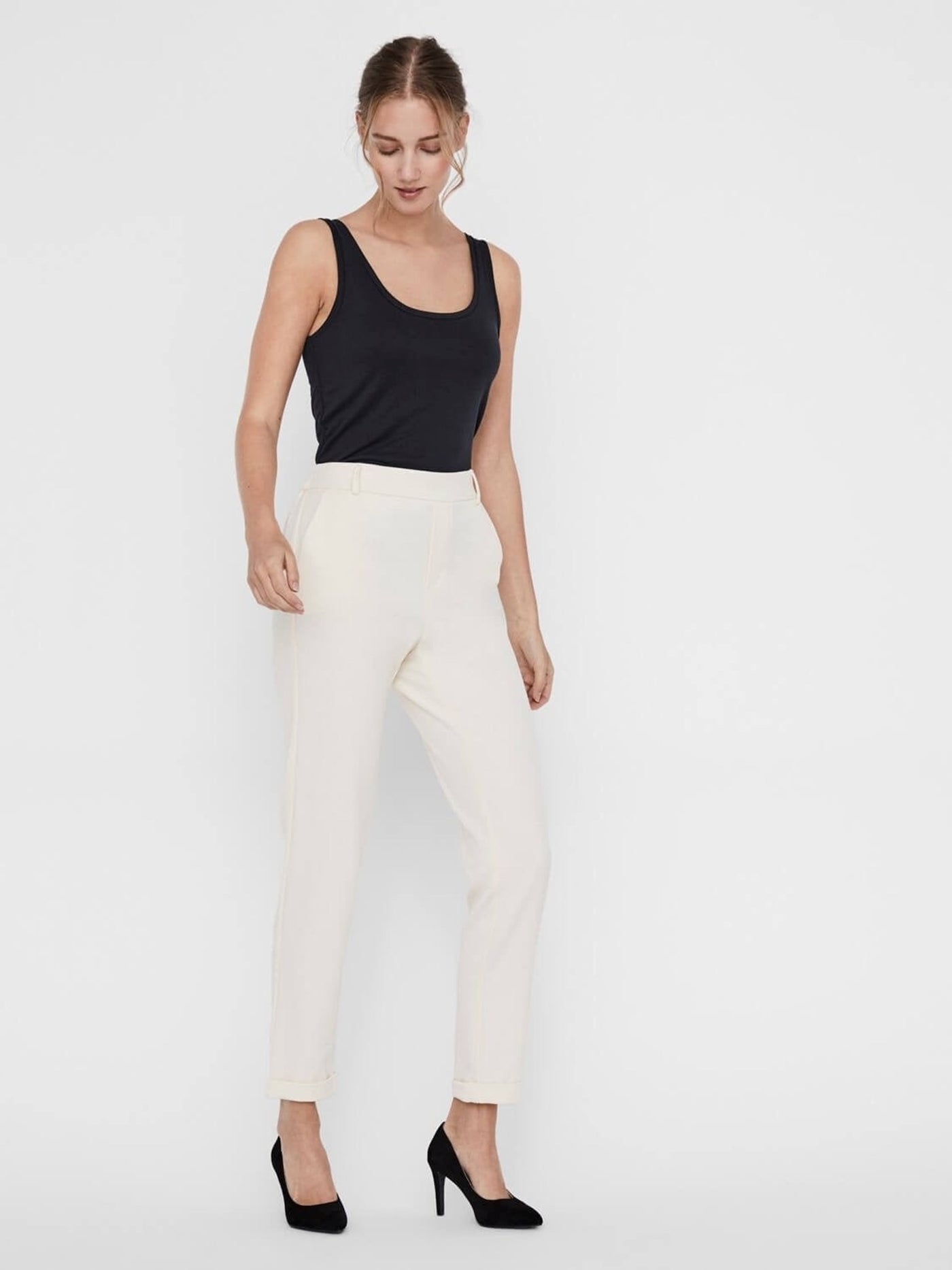 Maya Pants (wide model) - Birch - Vero Moda - White